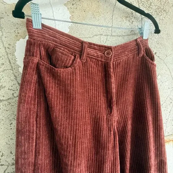 Corduroy Wide Leg Pants Rust Vintage Inspired Fall Fit Indie Style Size 6 - Picture 3 of 6